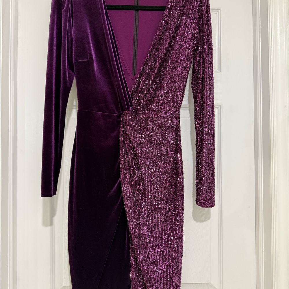 Elegant Purple Velvet and Sequin Dress